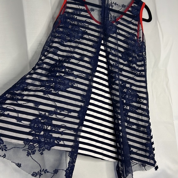 Striped Lace Back Tank - Picture 3 of 3